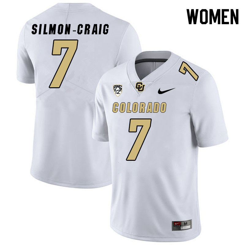 Women #7 Cam'Ron Silmon-Craig Colorado Buffaloes College Football Jerseys Stitched Sale-White - Click Image to Close